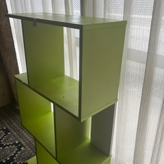 3段ボックス 収納 飾り棚 黄緑 家具の画像
