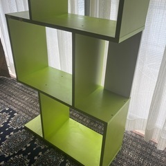 3段ボックス 収納 飾り棚 黄緑 家具の画像