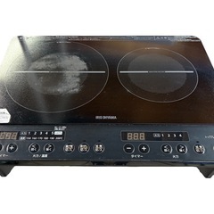 NO.2333【2020年製】アイリスオーヤマ 2口IHコンロ IHK-W13S-B ブラック 家電 中古の画像