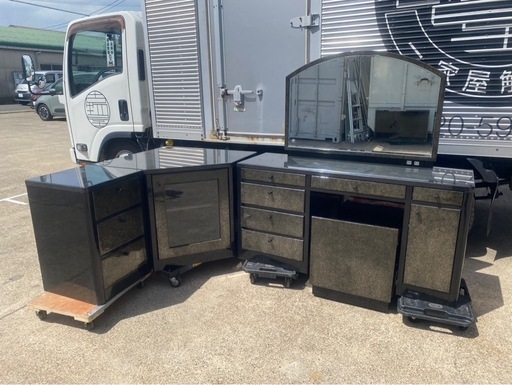 （0403u1）大理石　桐材　鏡台　ドレッサー　アンティーク　レトロ　ビンテージ　コーナーラック　サイドボード　一宮市　引取限定