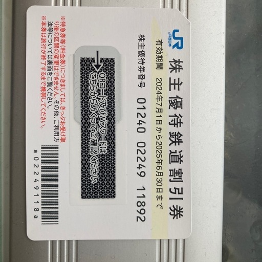 JR西日本株主優待券