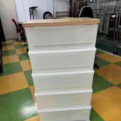M234　木目調天板プラスチックチェスト　5段