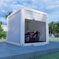 【頑丈なスチール製モーターサイクルガレージ】移動可能＆窓付きの高機能設計！低コストで設置でき、施工時間はたったの1日！耐久性抜群の鋼構造で、バイクを雨や紫外線から守る！コンパクトで実用的、工具収納やメンテナンススペースとしても活用可能！の画像