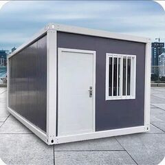 【資材提供】サイズW2000×D3000×H2500㎜（約6㎡・3.7畳）の2階建てユニットハウス4個セット。現地での組立が可能で、申請も不要です。簡易ハウス、コンテナハウスとしても利用可能。窓が2つ付いており、耐火・断熱・防音・耐震性能が備わっています。低価格で提供しており、連結や増築にも対応可能。物置や事務所、別宅、従業員宿舎などさまざまな用途に最適。日本語説明書付きで、カラーはグレー（グリーン）。納期についてもご相談いただけます。兵庫県から全国への配送が可能で、新品未使用のユニットハウスです。プレハの画像