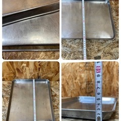 C(7128) クローバー印 ステンレス 調理トレー NO.16 2枚 浅型バット 調理用品 調理器具 業務用 トレー 中古 飲食店 店舗用 厨房用品の画像