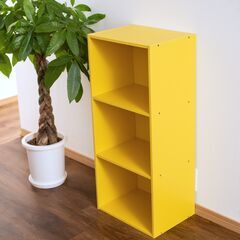 【新品／未開封品】3段ボックス　イエロー　単品（1台）　カラーボックスの画像