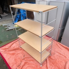 【リサイクルサービス八光】幅83.5㎝　無印良品　ステンレスユニットシェルフ　オーク材　ワイド 中の画像