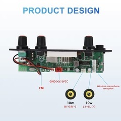 20W Amplifier DC 5V Bluetooth Decoder Board 6.5mm Microphone FM Radio TF USB Car Audio Music Player Speakers Volume Control DIYの画像