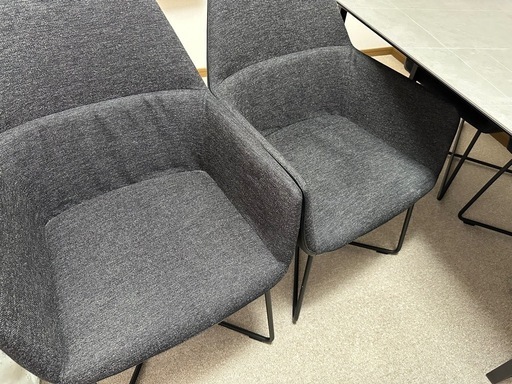 グレー、セラミックダイニングテーブルチェアセット5点直接受け渡し