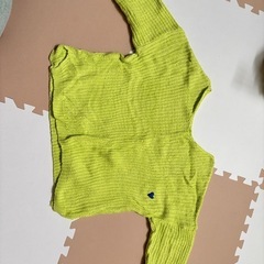 【ZURI sol】ライムグリーン ニットセーター 長袖 ハート刺繍の画像
