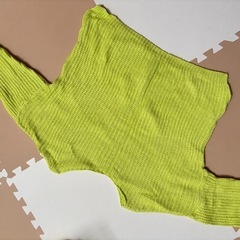 【ZURI sol】ライムグリーン ニットセーター 長袖 ハート刺繍の画像