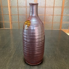 古平戸焼　岩笹窯　花瓶　赤茶色　銅色　箱無し　花器