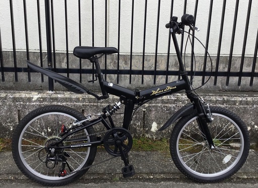 新品同様＞20インチ折りたたみ自転車・Wサスペンション・シマノ外装6段