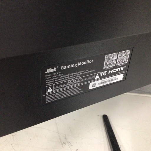 Jlink ゲーミングモニター E27QP4K 27インチ 2022年製