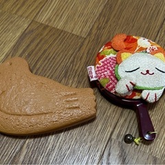 手鏡　鳩サブレ　猫和柄の画像