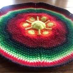 昭和レトロ　手編み　鍋敷き　30×30の画像