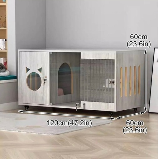 猫 新品 ケージ 木製 新品 キャットケージ 木製、多機能キャットハウス、木製の大型キャットヴィラ、車輪付き、木製キャット