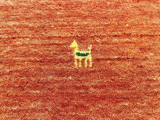 ◇ギャベ◇　手織り ラグ マット 200x200 2畳 オレンジ 羊毛 ウール