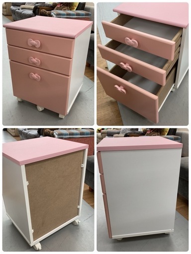 S268 ⭐ ベルーナ 学習机3点セット 机＋キャビネット＋椅子 幅90cm USED
