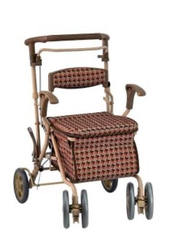 島製作所 デュオST ちどり格子BR シルバーカー 杖立て付 手押し車 シルバーカート

