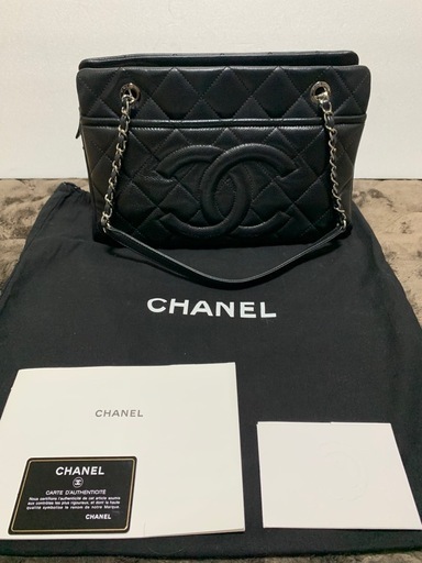 【売約】CHANEL シャネル マトラッセ ショルダー・トートバッグ ココマーク チェーンショルダー　ブラック キャビアスキンレザー 