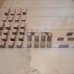 【0円・引き取り限定】森のパズルバス（木製バス）＆ブナの木の無塗装つみき 40ピース セットの画像