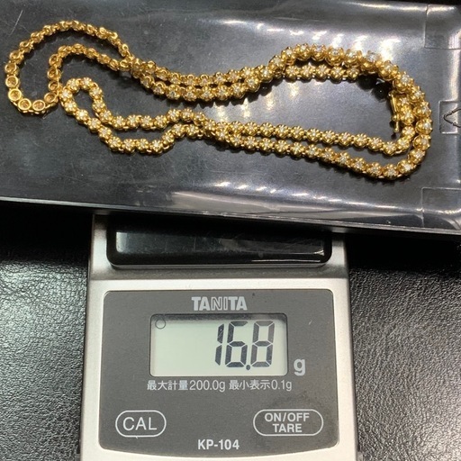 K18 テニスネックレス　ダイヤ　2ct 16.8g 約44.5cm