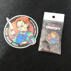 チャイルドプレイ　チャッキー　ステッカー・ピンバッジ