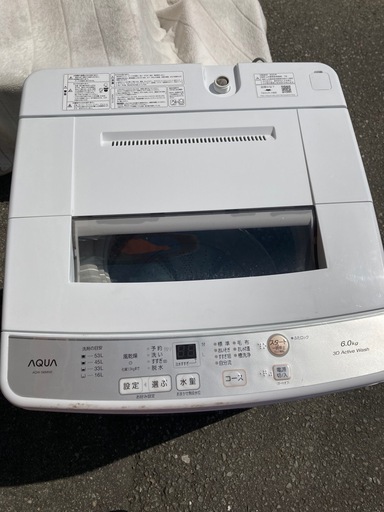 アクア 全自動洗濯機 ホワイト AQW-S6M-W [洗濯6.0kg /簡易乾燥(送風機能) /上開き]  リサイクルショップ宮崎屋　住吉店25.6.2