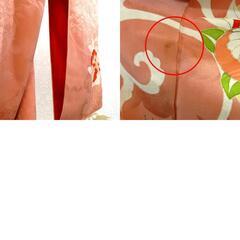 訪問着 昔 アンティーク 昔着物 ピンク 多色 花の丸 鳳凰 一部刺繍 地模様あり 広衿 正絹 昔きもの レトロ 明治・大正ロマン  身丈151.3cm 【キモノオフ野々市若松店】の画像