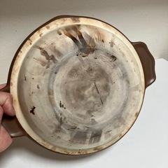 花柄装飾の陶器製土鍋　約25cmの画像