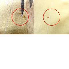 昔 夏着物 アンティーク 渋マスタード 銀 多色 金コマ刺繍 千鳥 花 釣具 昔着物  広衿 正絹 レトロ 明治・大正ロマン  身丈149.7cm 【キモノオフ野々市若松店】の画像