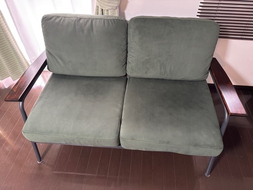 【終了】2人掛けソファ　コーデュロイ　グリーン