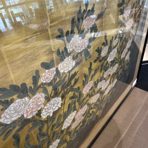 白い花と岩　大型絵画　ホテル絵画