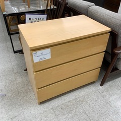 IKEA 3段チェスト MALM　オーク材　ナチュラル