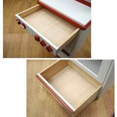 ete おままごとキッチン 幅45×高さ87.5×奥行33.5cm  キッチン収納 おもちゃ箱 白×赤 木製  おもちゃ キッズ 子ども用家具 札幌市 清田区 平岡の画像
