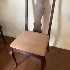 chair 猫足　木製ダイニングチェア　新品張替え座面付き…