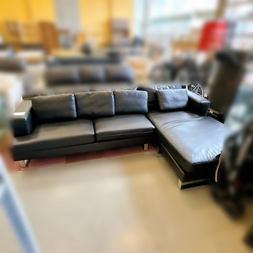 カウチソファ 3人掛け ソファ ブラック