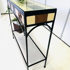 アンティーク コンソールテーブル ガラスカウンターテーブルの画像