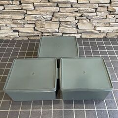 Tupperware 収納ケース グリーン 3個 タッパーウェア 25D 北E3の画像