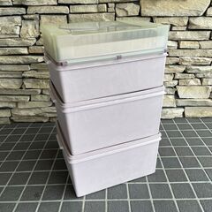 Tupperware 収納ケース ピンク 3個 タッパーウェア 25D 北E3の画像