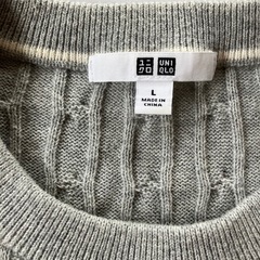 ［UNIQLO］ケーブルニット①グレーLの画像
