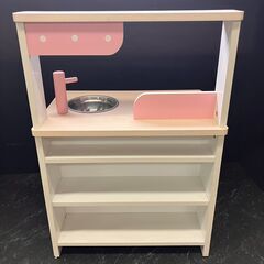 伊勢崎店 【現状品】gi4-5 core コア お店屋さんにもなるままごとキッチン ピンク 木製 ごっこ遊び 知育玩具 リバーシブル２way仕様 ※扉キズありの画像