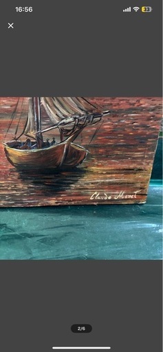 模写 クロード・モネ 海のボード夕焼け 風景 キャンバス (egawa) 大正