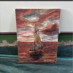 模写 クロード・モネ 海のボード夕焼け 風景 キャンバスの画像