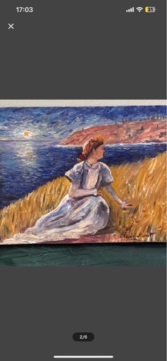 模写 クロード・モネ Claude Monet 海辺で横座りワンピース女性 キャンバス