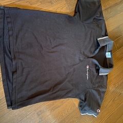 vintage半袖zipポロシャツchampionスポーツウェア黒M