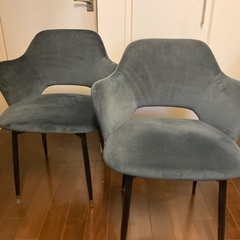 アームチェア　オーガニックチェア調　北欧風　ミッドセンチュリー調　ブルーグレーの画像