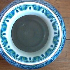 前畑陶器　庫山窯　美濃焼　青華緑彩　花瓶　花器　飾り壺　色絵　染付　花柄　フラワーベースの画像