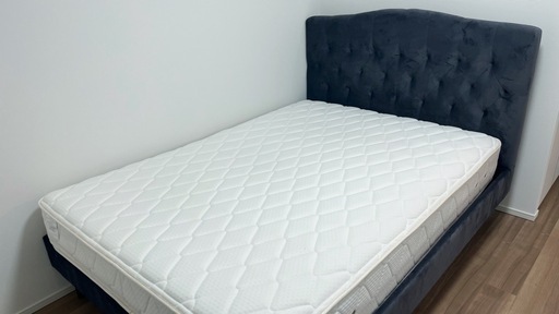 4/21まで緊急募集 - Francfranc/フランフラン ブリッサ ベッド ディンプル ダブル グレー/エマスリープ ラグジュアリーモデル 中古家具